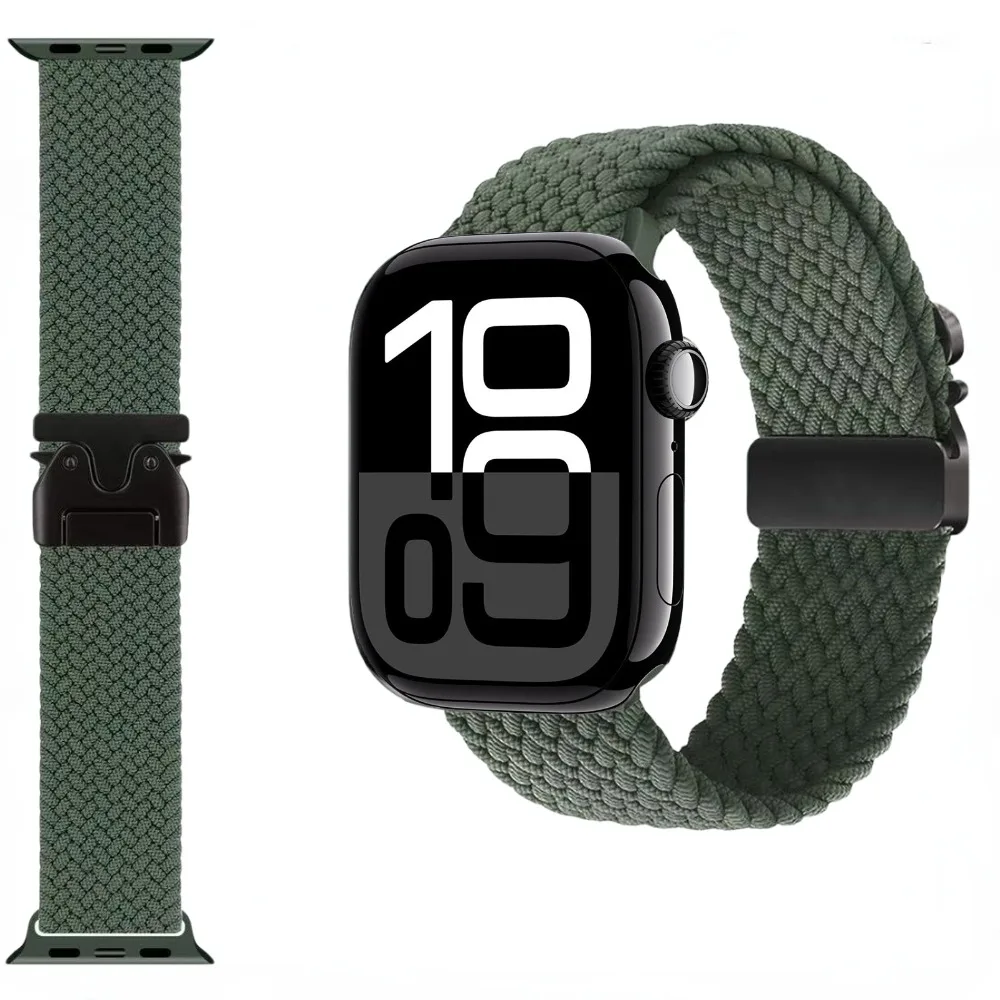 Braided Nylon Strap for Apple Watch 10 46mm 42mm/Ultra 2 49mm Bracelet Watchband for iwatch Series 6 5 4 SE 44mm 40mm 42mm 38mm