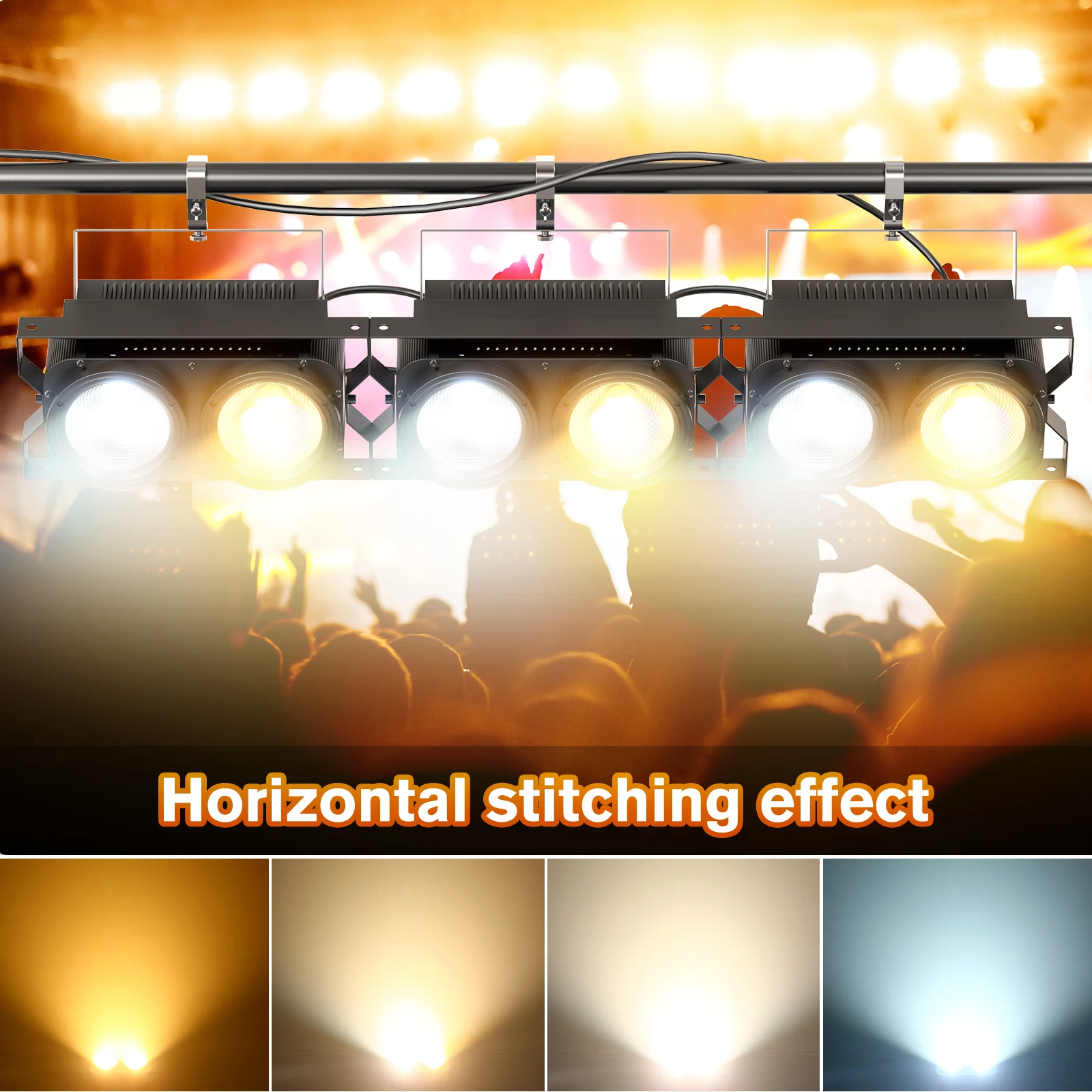 DayFlicker 4Pcs 200W 2 Head COB Audience Light (Splicing Models) COB Par Light DMX512 Sound Activated For Disco Party Wedding