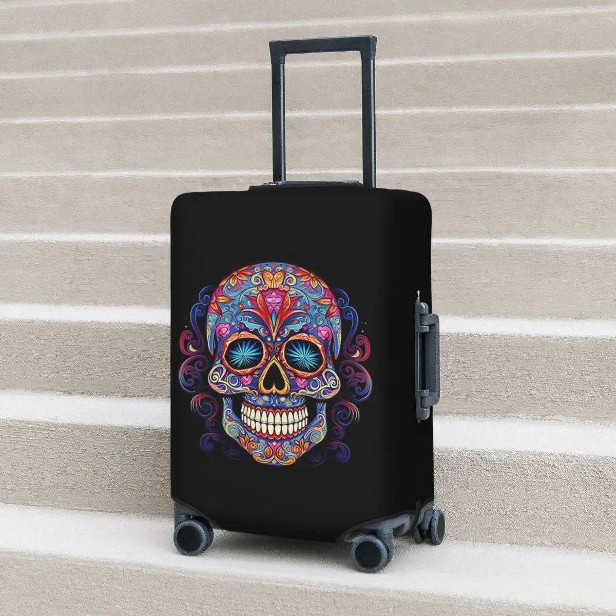 

Мексиканский сахарный череп День мертвых Сахарный череп Чехол для чемодана Эластичные защитные чехлы для багажа для путешествий 18-32 дюймов