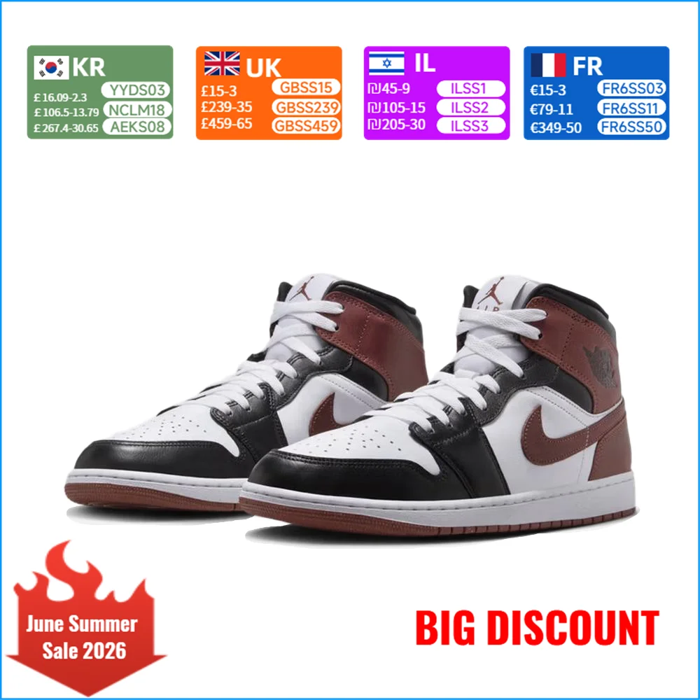 

Nike Comfortable and Versatile Mid-Top Retro Basketball Shoes for Men - White/Black/Red HF3216-102