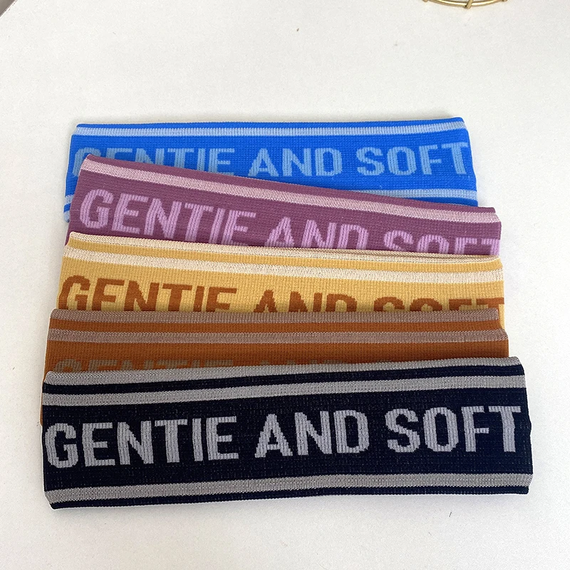Simplicity Letter Sports Fitness Knitted Hairband New Men and Women Running Yoga Sweat-absorbing Wide Edge Headband Headdress