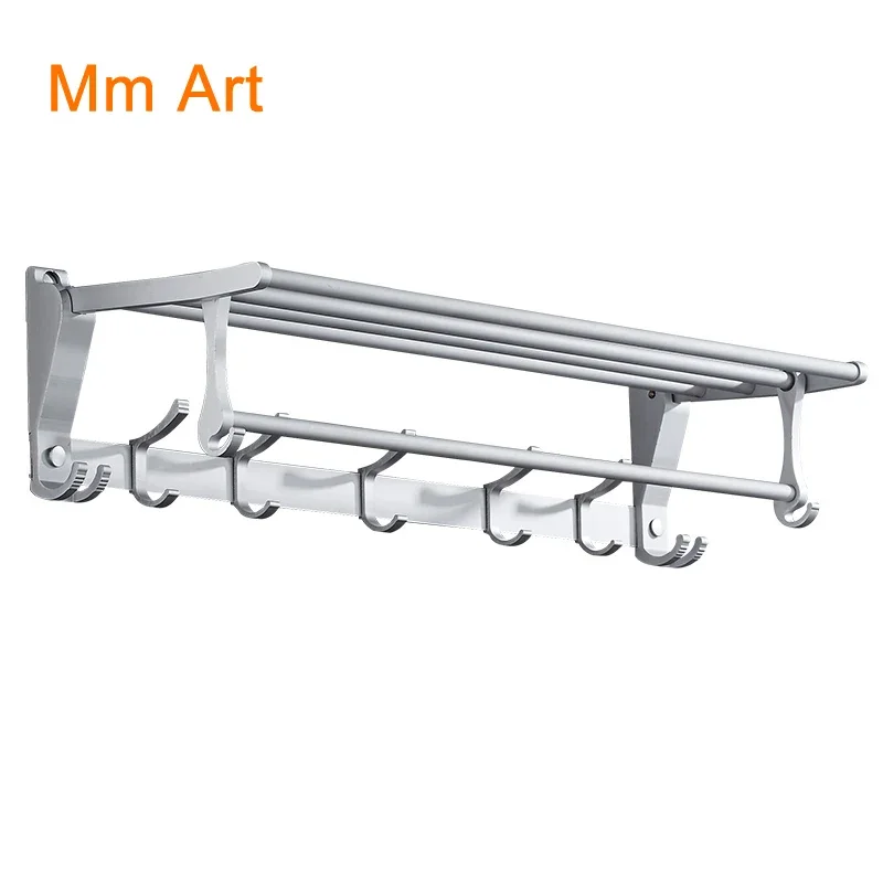 Bathroom space aluminium Bathroom Storage Hardware Pendant Punch-free towel rack bar towel rack rack black wall hanging