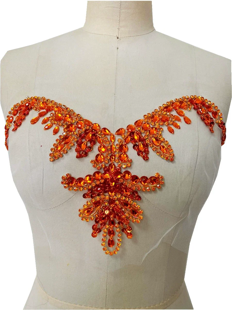 Multi Colored Hand Sewn Rhinestone Stickers Bead Sequins Collar Stickers DIY Wedding Dress Decoration Accessories