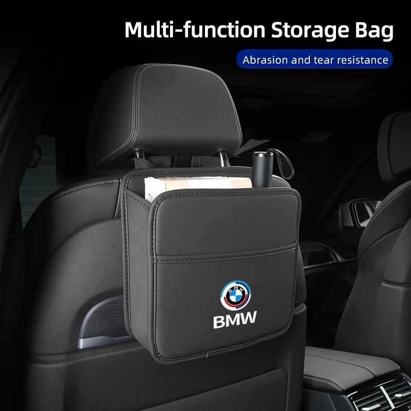 Car Seatback Organizer Leather Tools Storage Bag Accessories For BMW 1 3 5 Series X1 X4 X5 X7 G20 G38 F20 F39 F48 E46 E60 E36