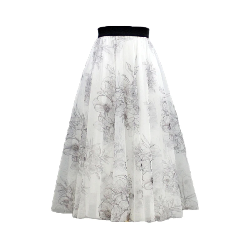 Original Faion a-ligne Maxi jupe minceur grande balançoire jupe Ele imprimé fleuri f jupe fée Net jupe longue jupe