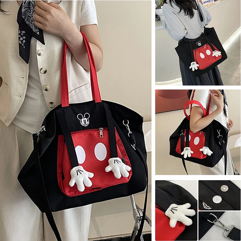 

Сумка-тоут с Микки Диснеем, универсальная портативная модная сумка двойного назначения для поездок на работу, большая вместительная сумка через плечо, студенческая сумка через плечо