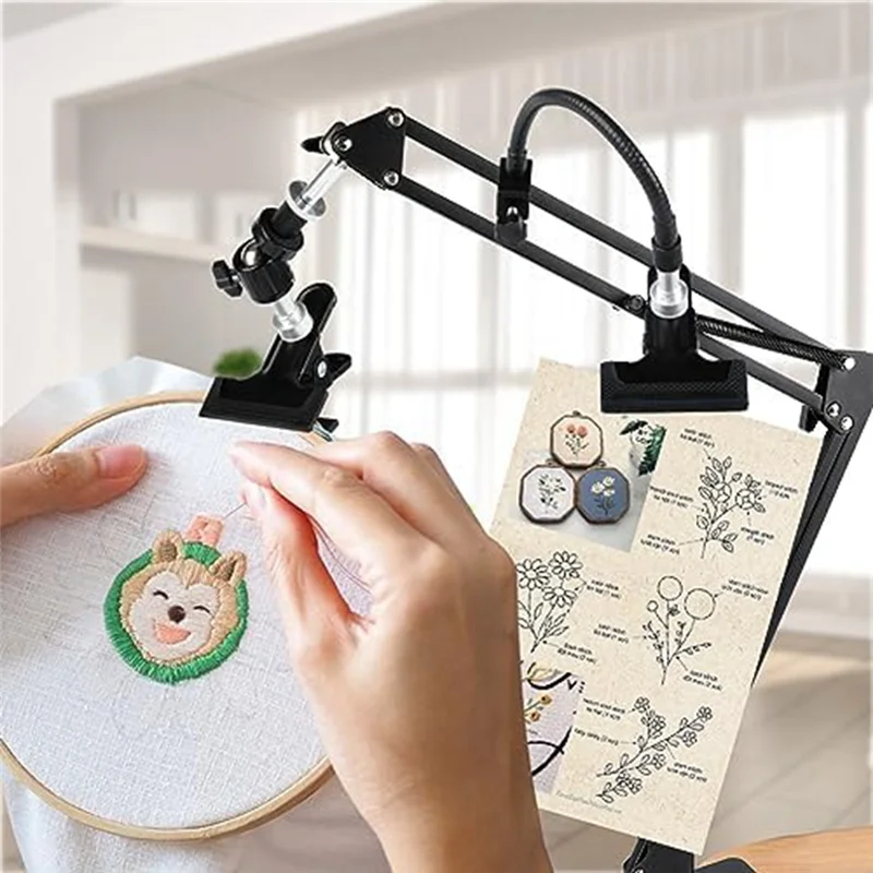 CHCH Embroidery Hoop Stand: 360 Adjustable Metal Embroidery Hoop Stand for Sewing Cross Stitch Crafts