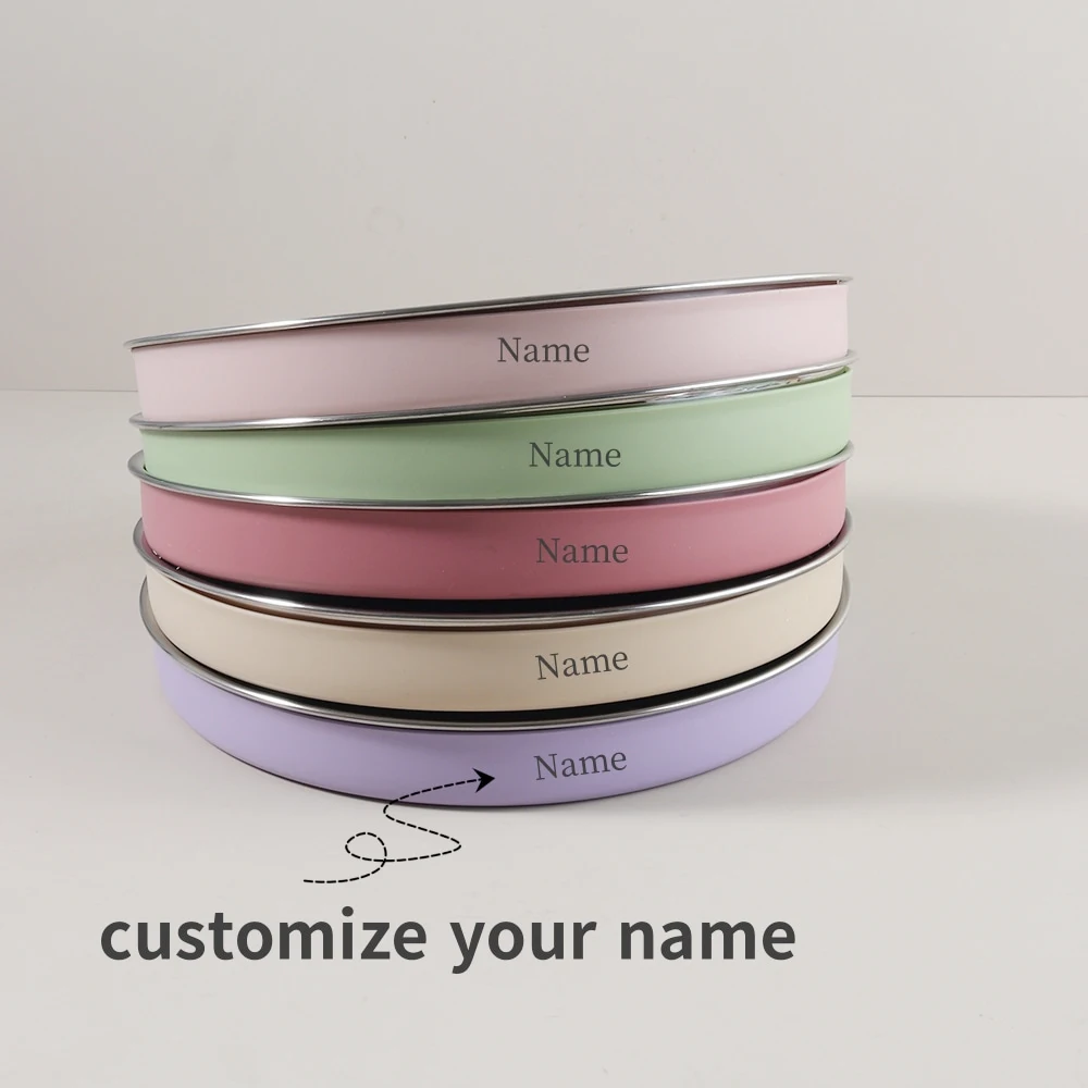 Custom Name Round Plate Tableware Silicone Stainless Steel for Toddlers Baby Silicone Training Plate