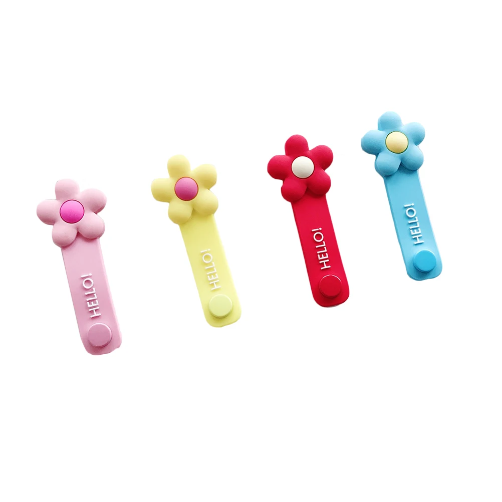 

2pcs Flower Cable Organizer Wire Holder Earphone Cord Winder Usb Cable Clip Dust Repellent Silicone Desktop Storage Home Office