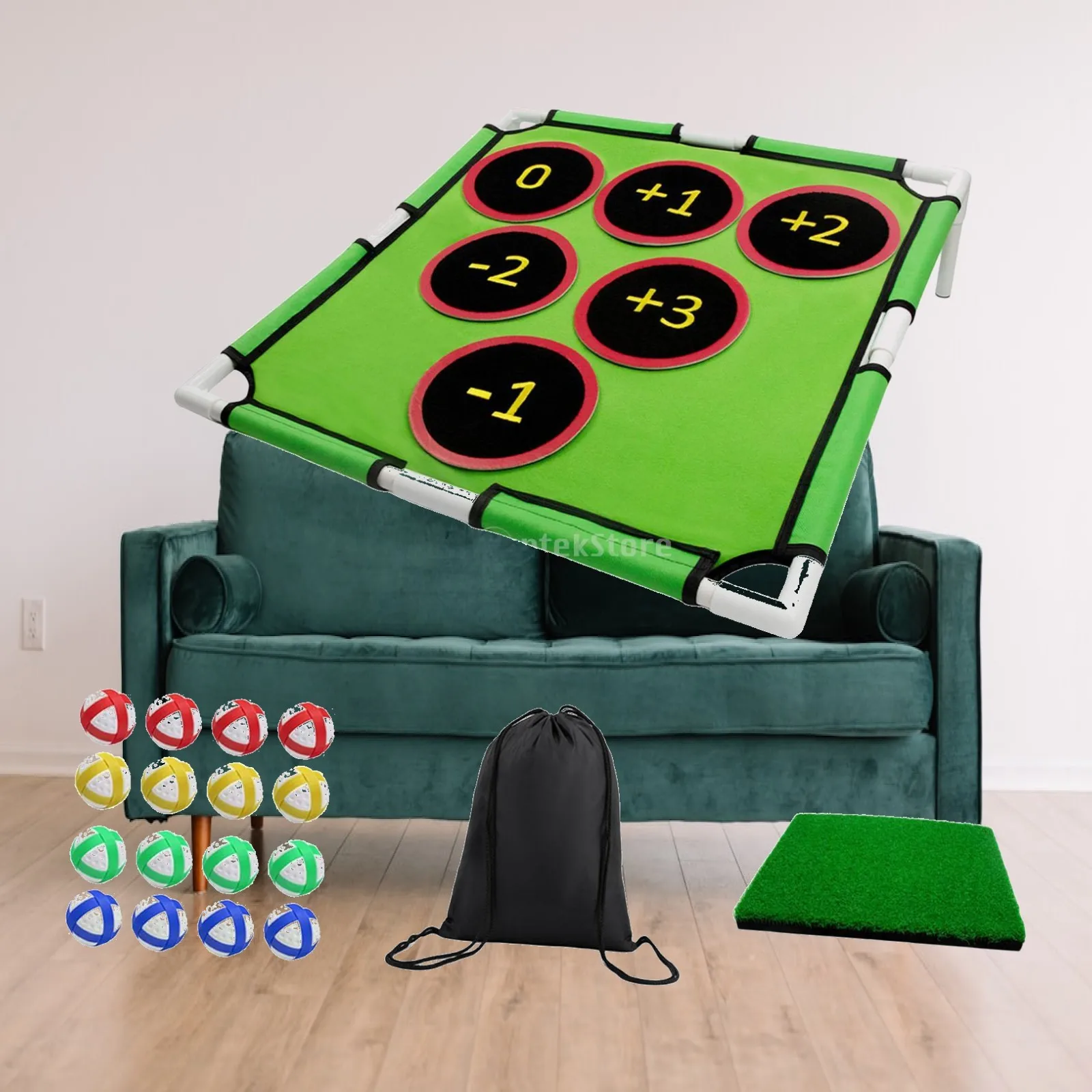 Golf Chipping Games Golf Cornhole Game Casual Folding Golf Mat Includes 16 Sticky Golf Balls for Camping BBQ Family Gathering