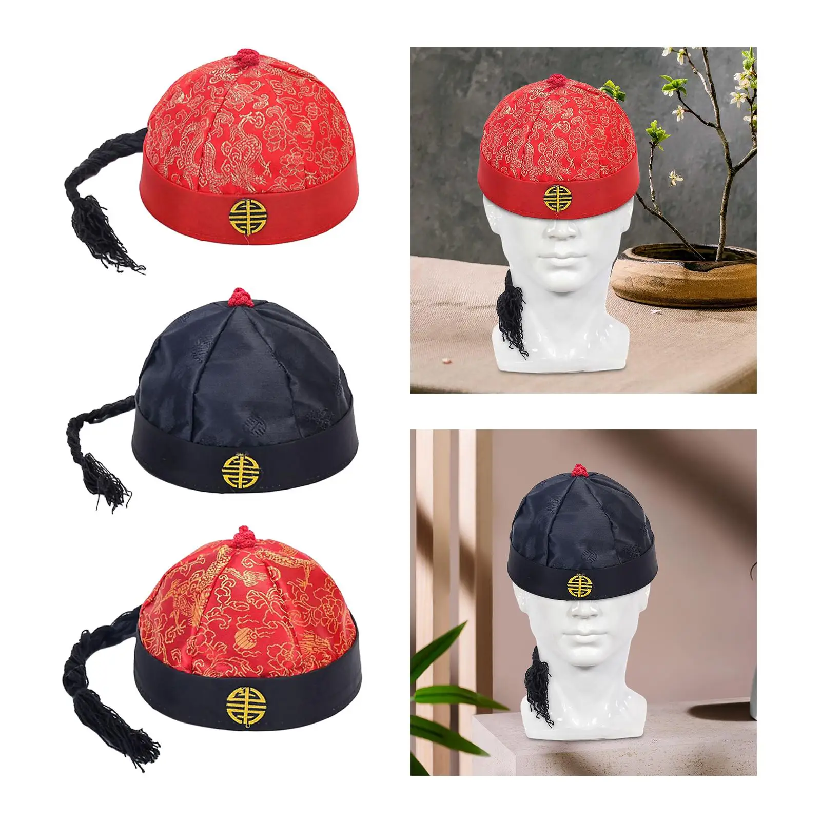 Chapeau chinois financièrement traditionnel, casquette de propriétaire, vêtements de sauna, fête, cosplay, carnaval, habillage, théâtre, performance sur scène