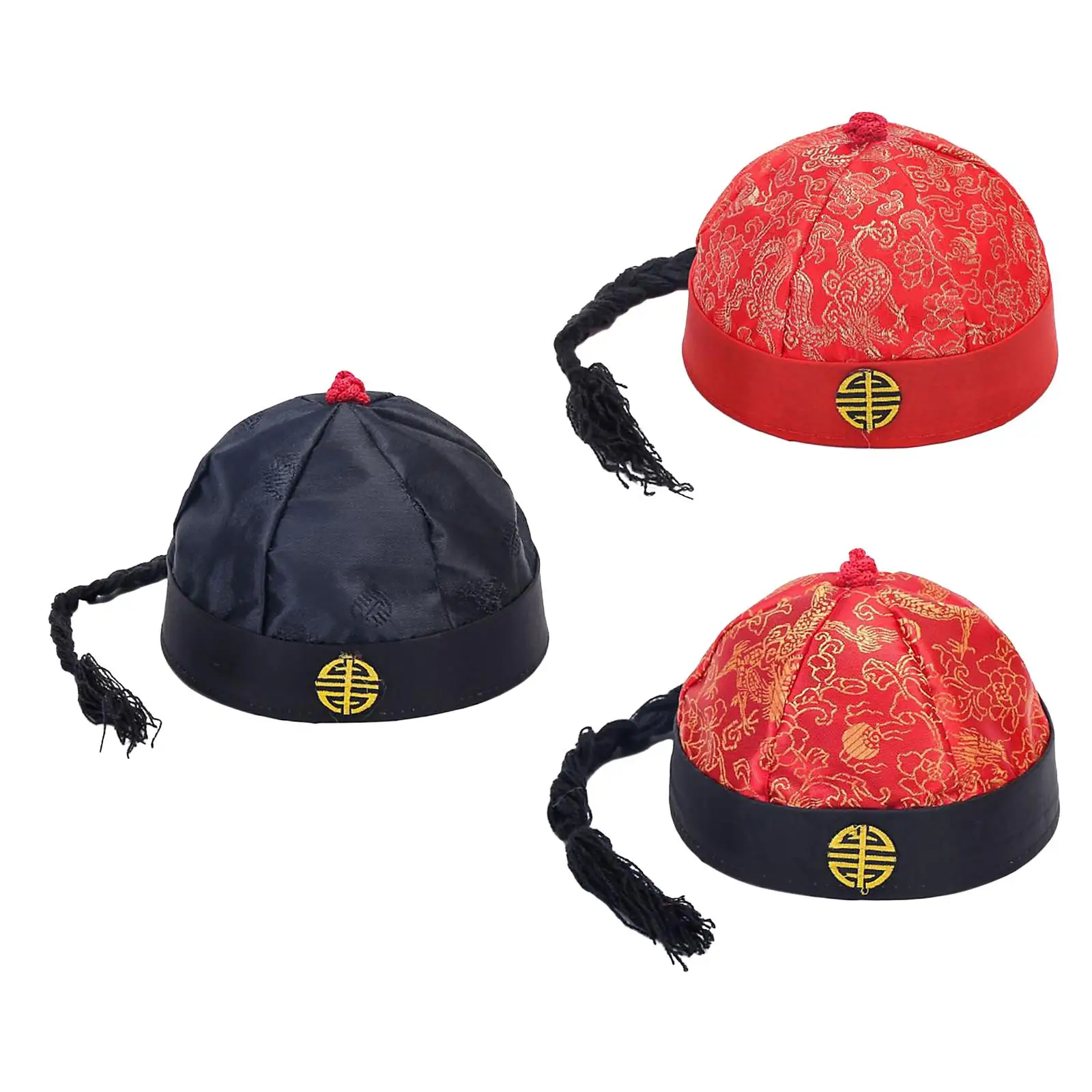 Chapéu Oriental Chinês Tradicional, Landlord Cap, Cosplay Party Headwear, Carnaval Dress Up, Teatro Stage Performance