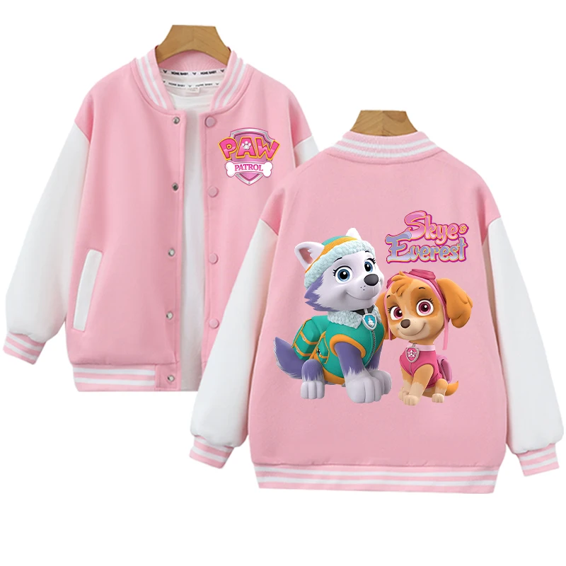 Paw Patrol Fashion Baseball Uniform for Girls Anime Cartoon Sweet Sports Coat Children Autumn Winter Cute Jacket Kids Clothes - view 5
