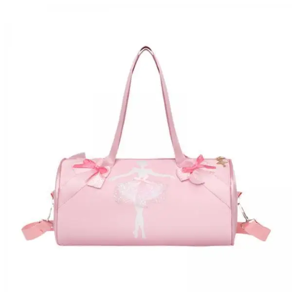 Portable Ballet Dance Handbag Kids Nylon Backpack with Lace Decor for Girls Sports Gymnastics Swimming Travel