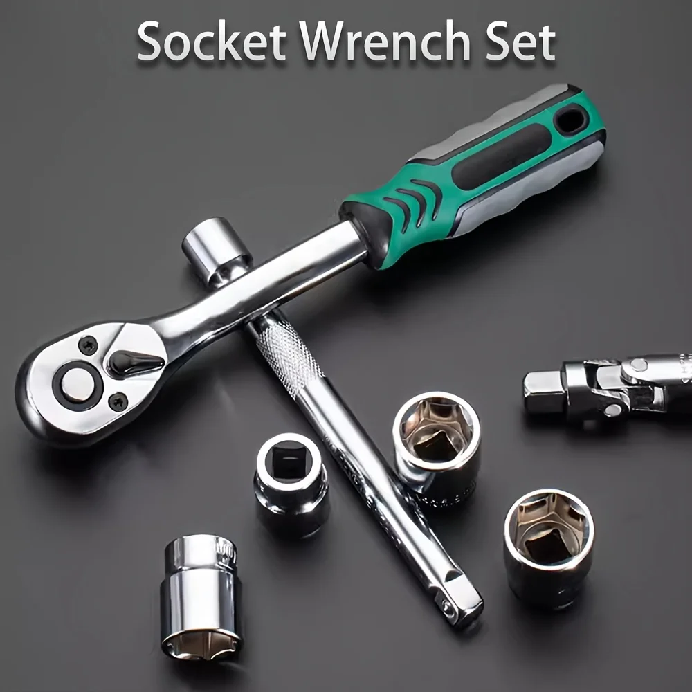 Ratchet Socket Wrench Set 3/8 Inch Drive,6-24mm Metric Sockets, Release Ratchet Handle and Extension bar,72 teeth Ratchet wrench