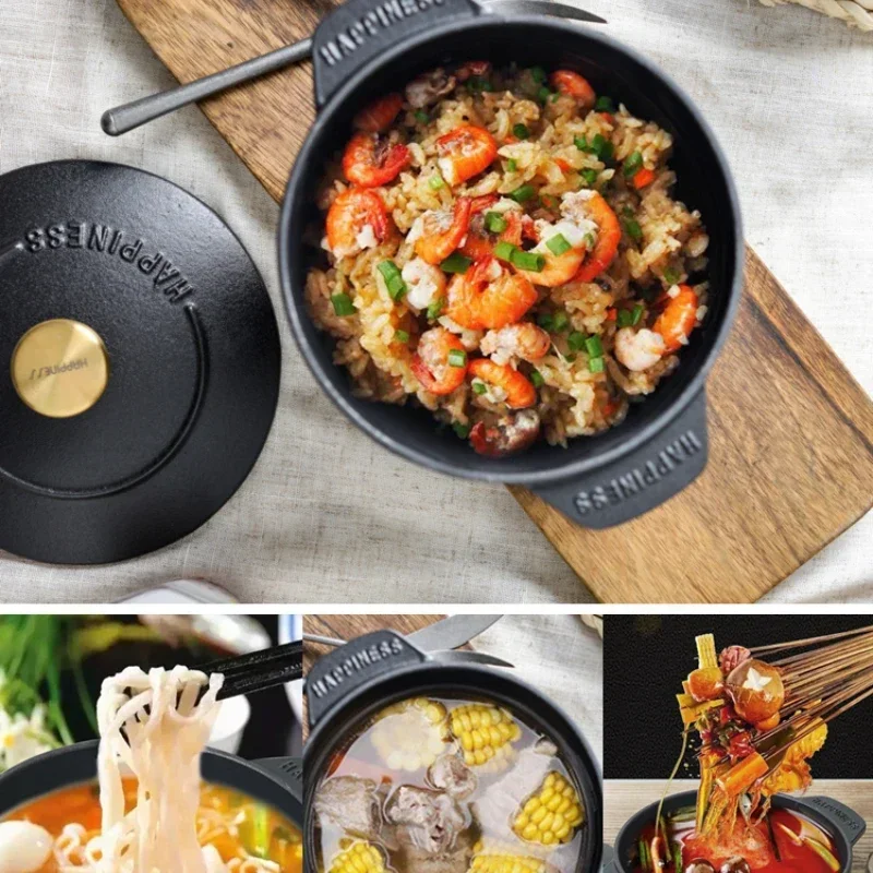 Wear-Resistant Kitchen Cooking Pot, Rust-Resistant Cast Iron Wok, Micro Pressure Cookware, Durable Cooking Solution