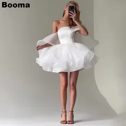 Booma Organza Mini Wedding Dresses Off Shoulder Ball Gowns Ruffles Bride Dress for Women Wedding Party Gowns Bridal Plus Size