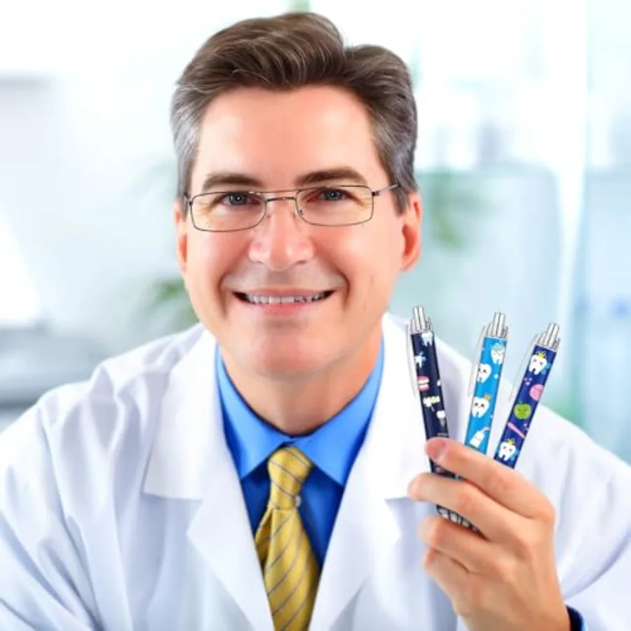 30 قطعة هدايا قلم الأسنان السائبة قابل للسحب أطباء الأسنان قلم حبر أسود مع ورقة التمرير داخل ملحقات مساعد الأسنان