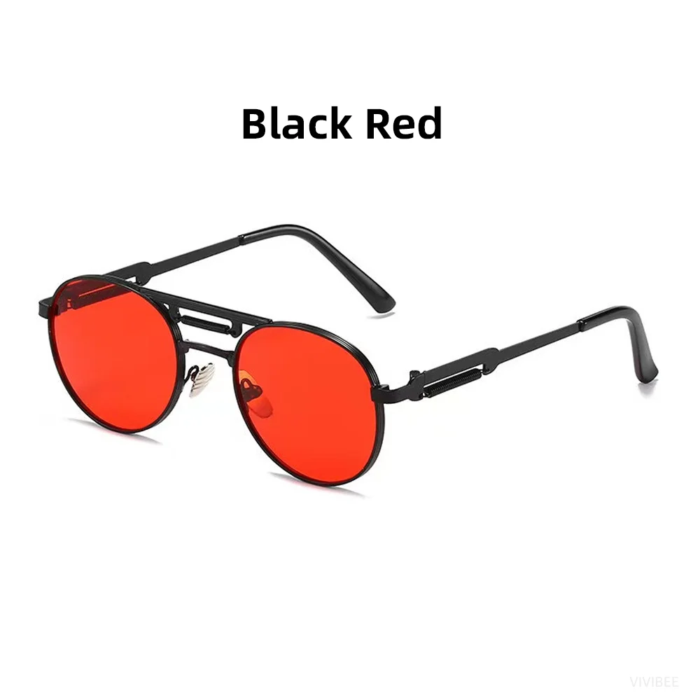 VIVIBEE Runde Steampunk-Sonnenbrille Vintage Herren UV400 Metall Hip-Hop 2026 Sonnenbrille Damen Hochwertige Retro-Brille – Detail 10
