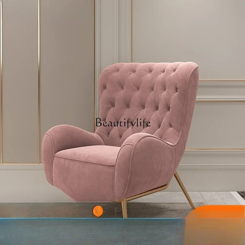 FG10*American light luxury high backrest modern simple single leisure chair pink flannel tiger chair