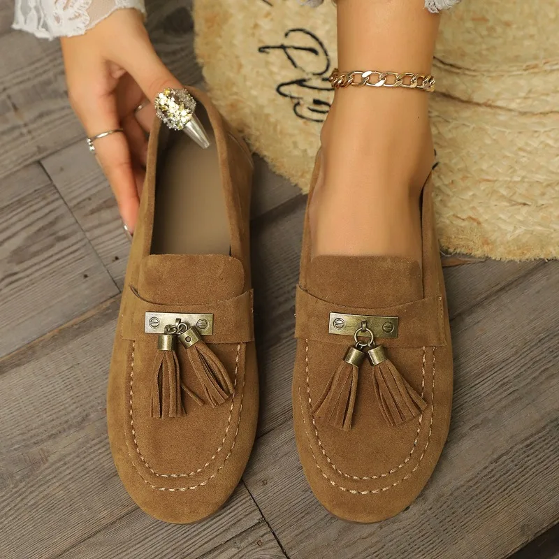

Tassel Loafers Women's Autumn Vintage Suede Comfort Single