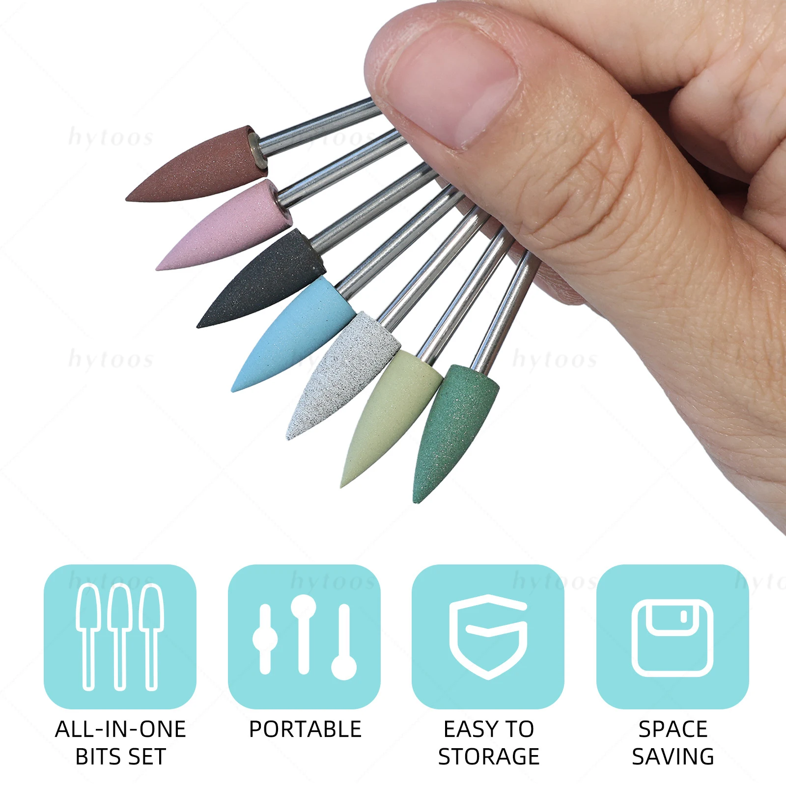 HYTOOS 6*16 مللي متر مخروط سيليكون مسمار لقمة ثقب 3/32 "الباديكير تلميع بت لمسمار الحفر مانيكير والعناية بالقدم أدوات العلاج المسبق