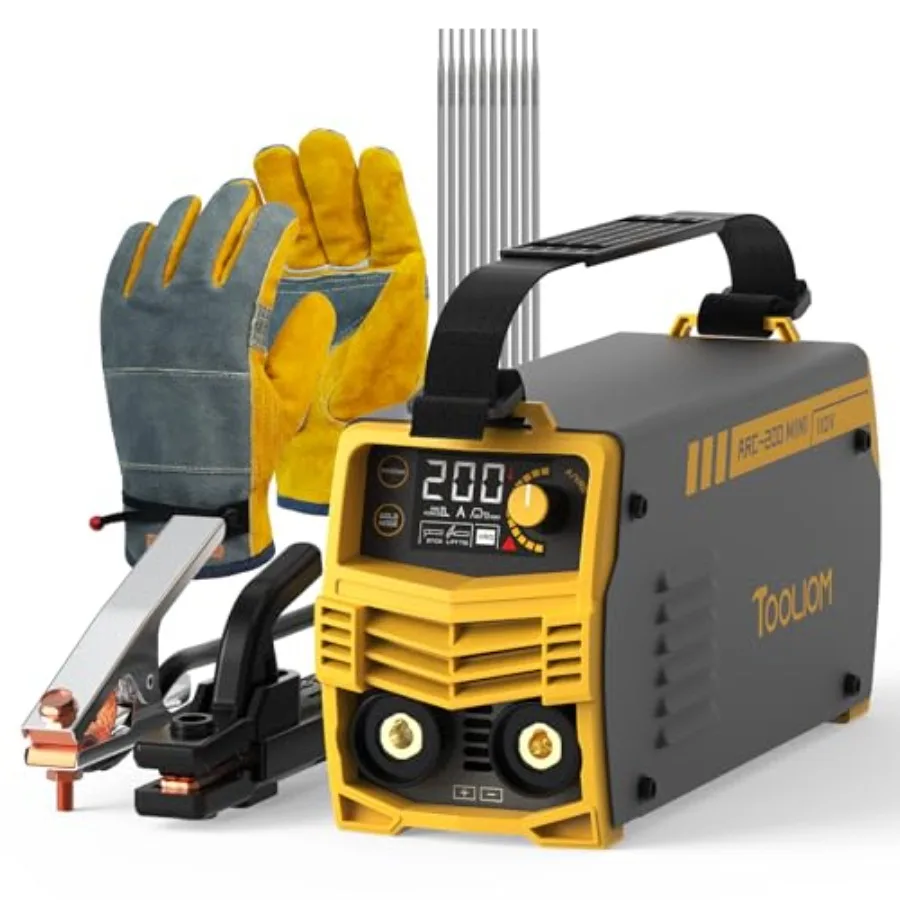 

200A 110V Mini Stick Welder MMA ARC Welding DC Inverter Welding hine with Electrodes and Gloves, IGBT Portable Welder with Hot