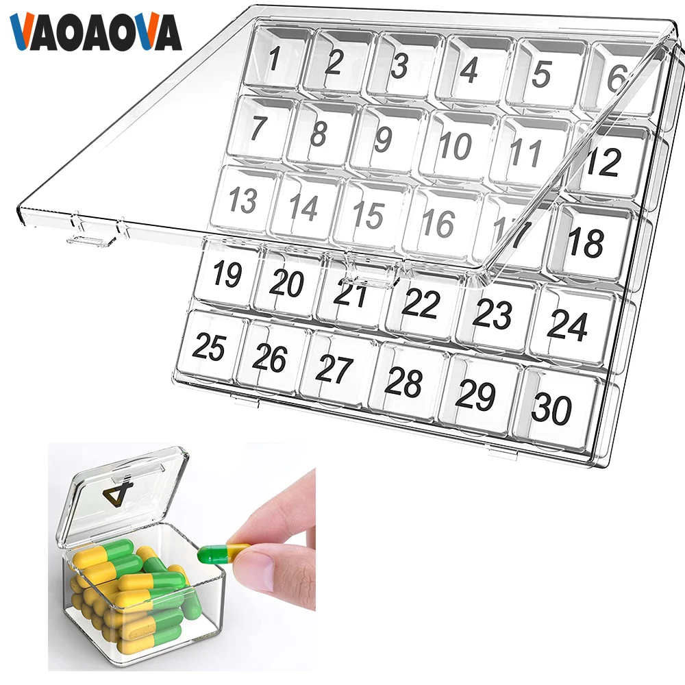 1Set Monthly Pill Organizer 30 Day Pill Box One Month Pill Cases Large Compartments Medicine Organizer For Vitamins Supplements