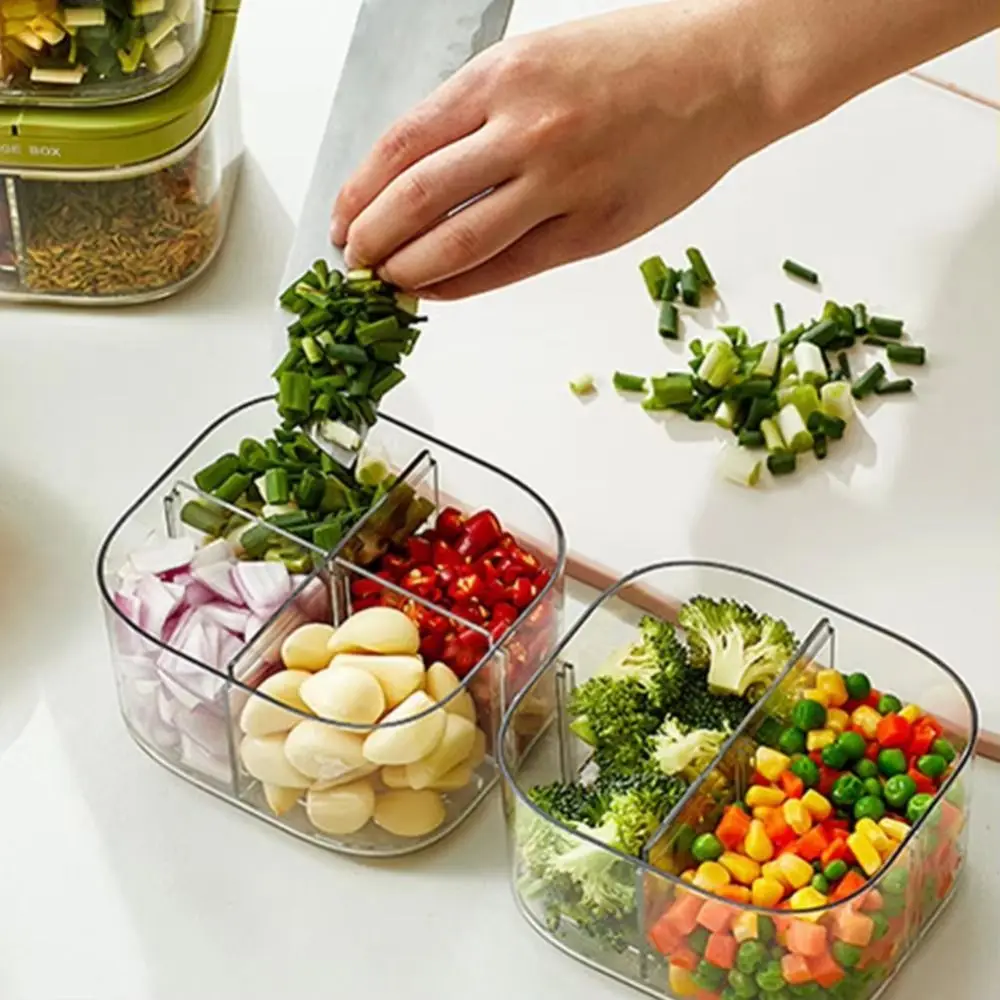 

Transparent Refrigerator Sealed Box 4 Grids BPA Free Garlic Storage Containers Stackable Detachable Onion Serving Jar Snack