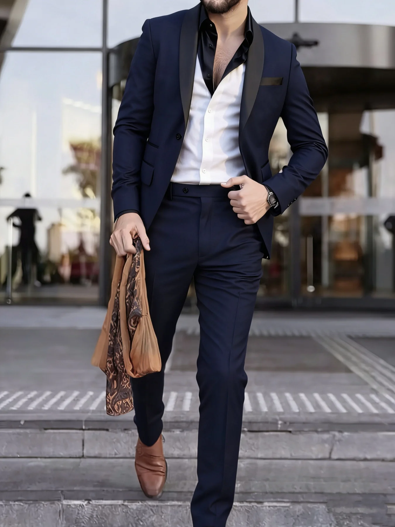 

Men's Shawl Lapel Two Piece Suit, Stylish Party Attire, Ideal for Prom, Party, Wedding & Special Occasions