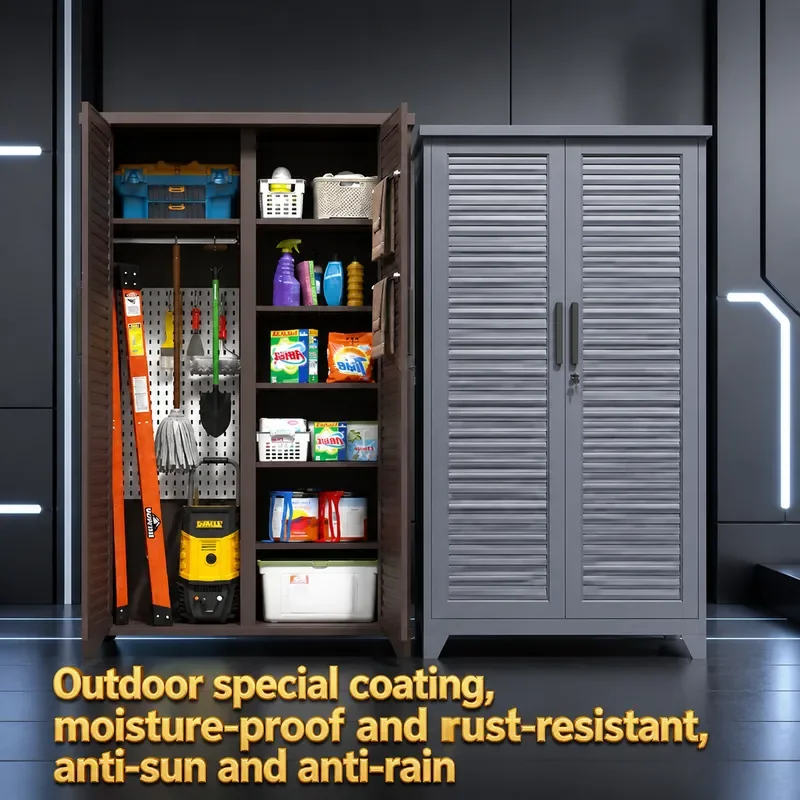 Outdoor Storage Cabinet with Sloping Top Rainproof Sunscreen Garden Tool Locker for Courtyard Villa Sundries Organization
