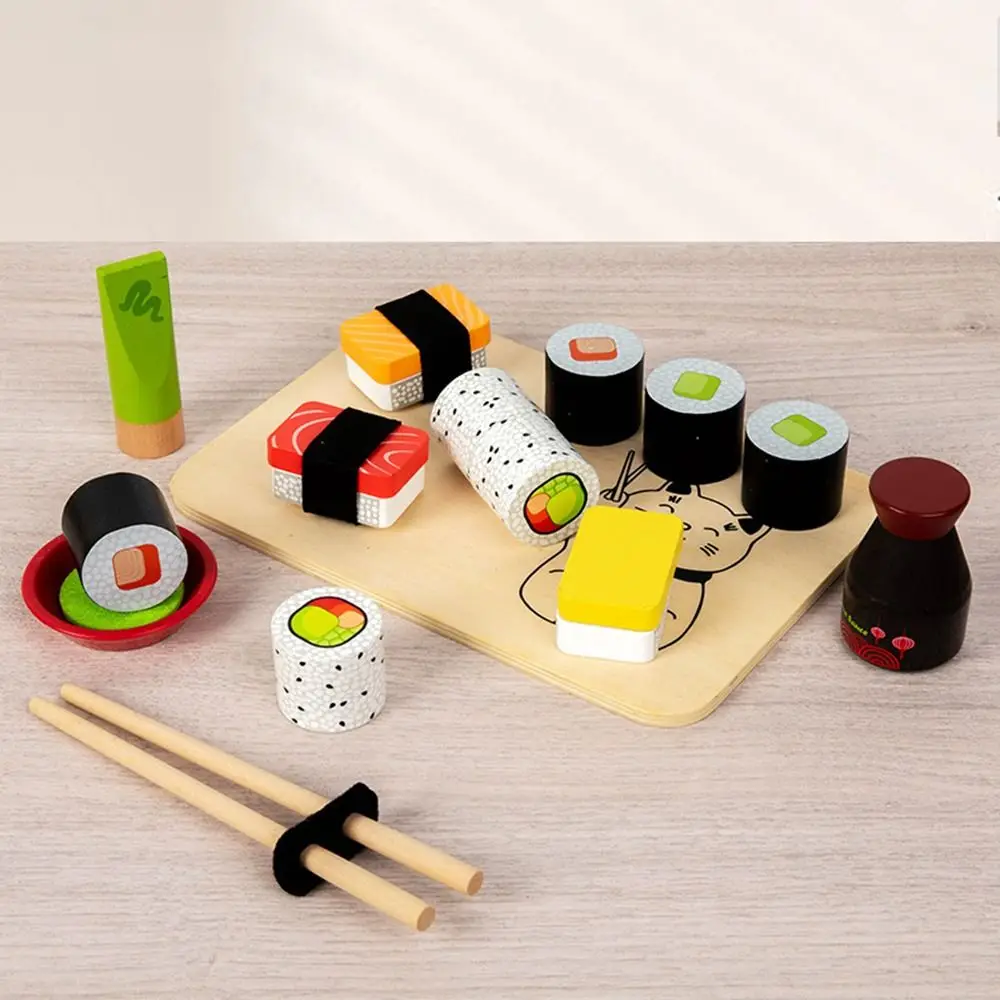 Simulation drôle faire Sushi cuisine jouet lisse Style japonais ensemble de nourriture en bois cadeau d'anniversaire éducatif semblant jouer ensemble de nourriture