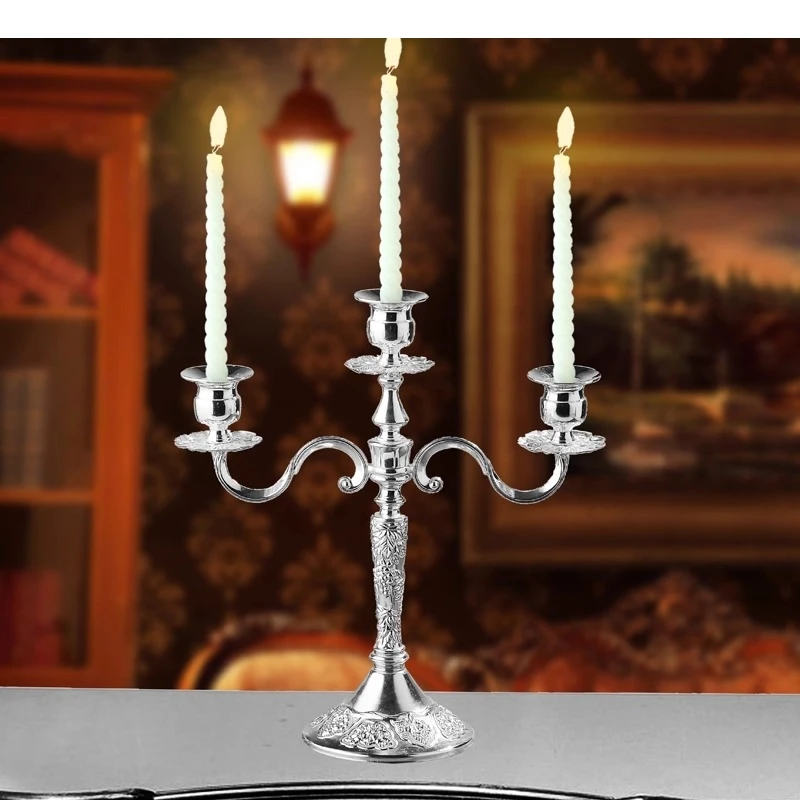 Retro Three-headed Candlestick Metal Candle Holder Photography Props Wedding Centerpieces Candle Stick Holder Home Decoration