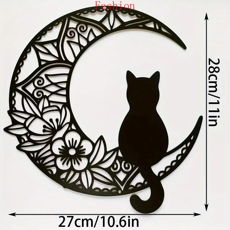 

Cat Moon Metal Home Decor Black Cat on The Moon Home Pediments Black Cat Wall Sculpture Cats Lover Wall Hanging Decor Wall Dec