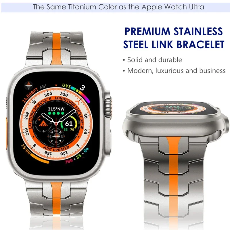 Steel Bracelet For Apple Watch Ultra 2 49mm Band 45mm 42 44 40 41mm Correa Titanium Color Strap For iWatch 9 8 7 6 5 se 4