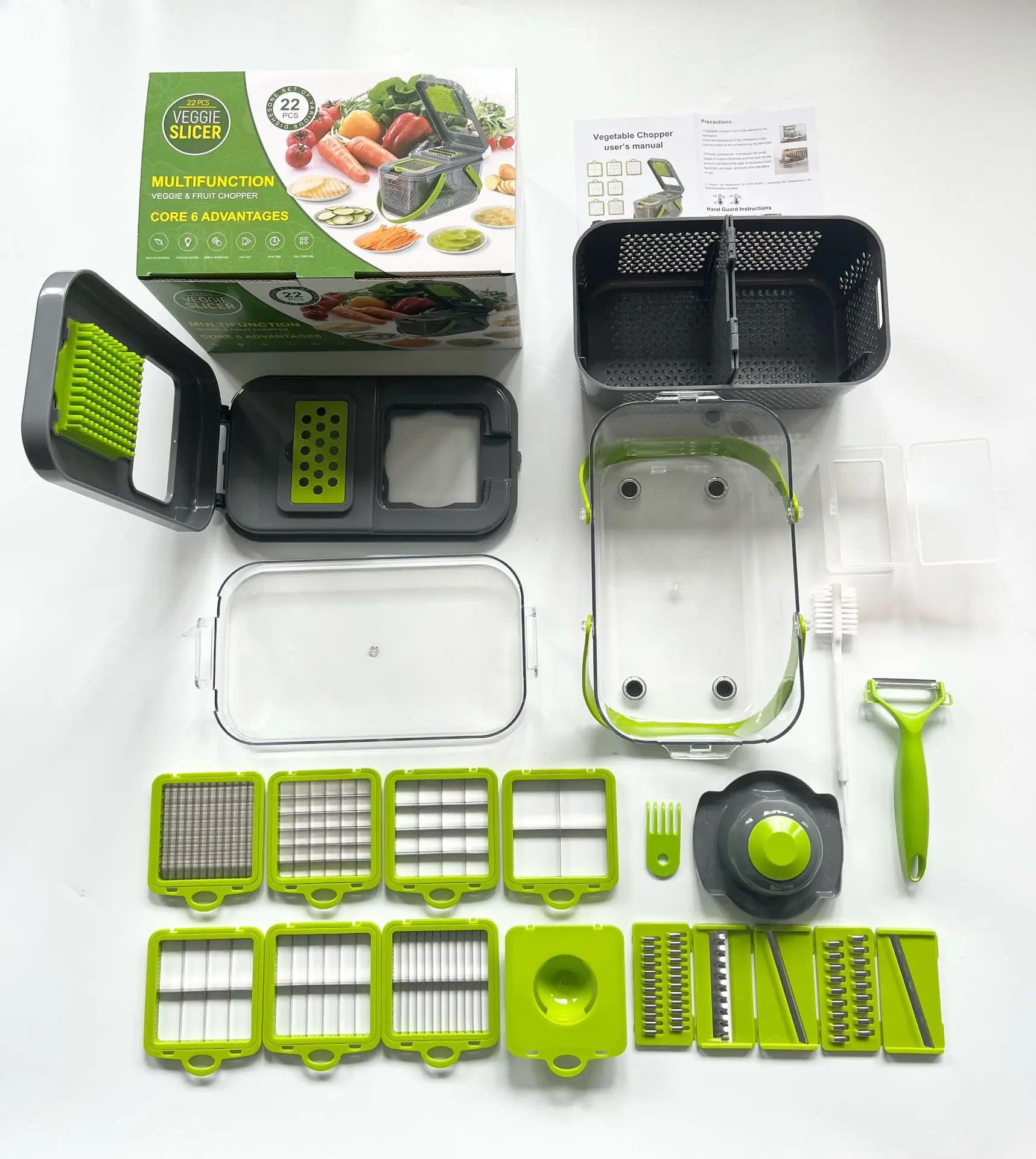 22 in 1 Multifunctional Vegetable Tool Chopper Handle Food Grate Food Chopper Vegetable Slicer Dicer Cut Kitchen Acceesories