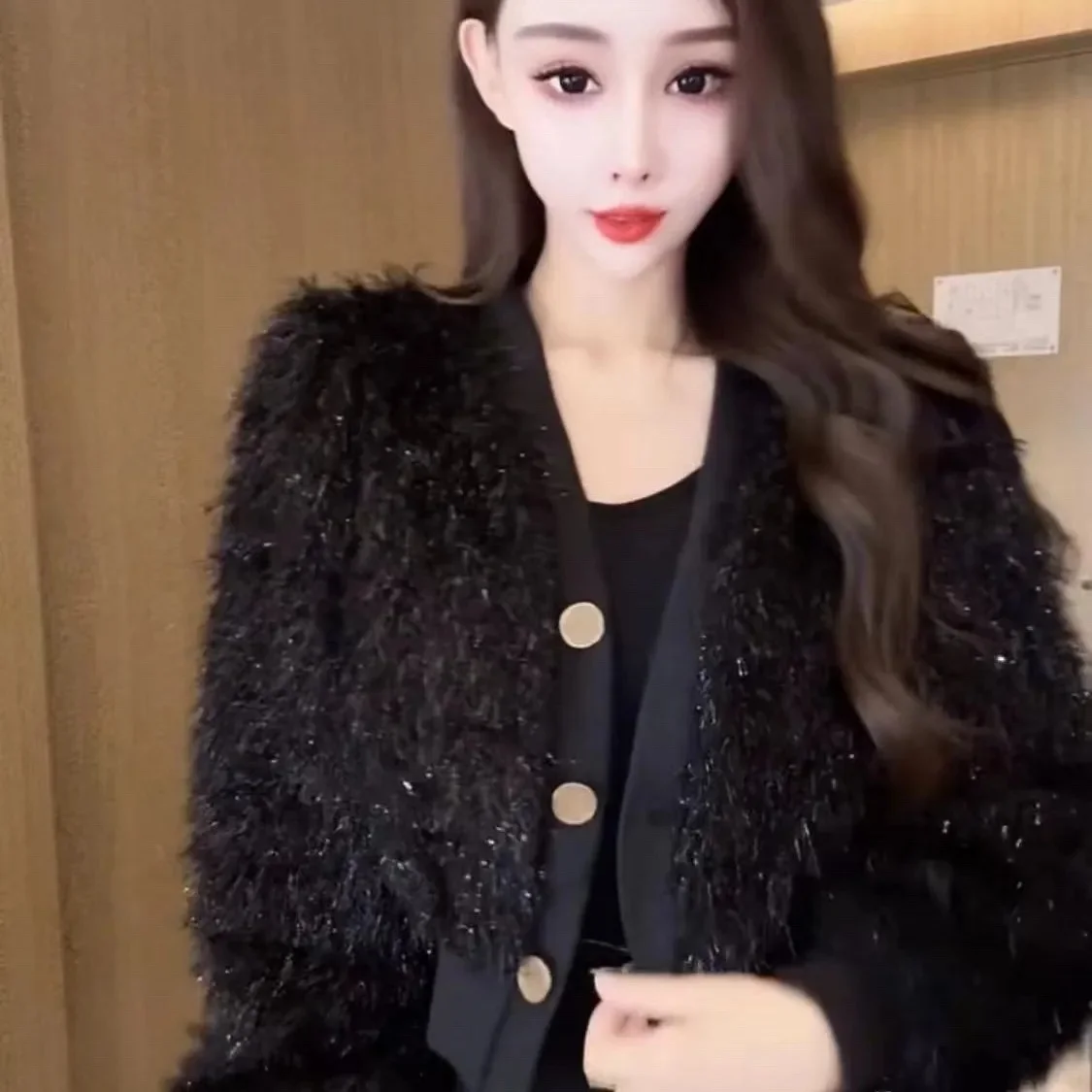 

Мягкий кардиган с V-образным вырезом и открытым передом, верхняя одежда для женщин, в нежном французском стиле, свободного кроя, с длинными рукавами и пуговицами