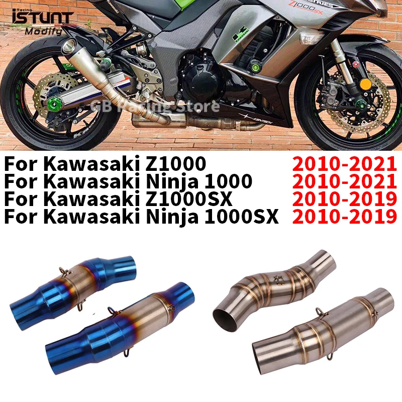 Image of Slip On Für Kawasaki Z1000 Z1000 SX Ninja 1000 2010 - 2021 Motorrad Auspuff Escape Moto ändern Mittleren Link Rohr schalldämpfer Rohr