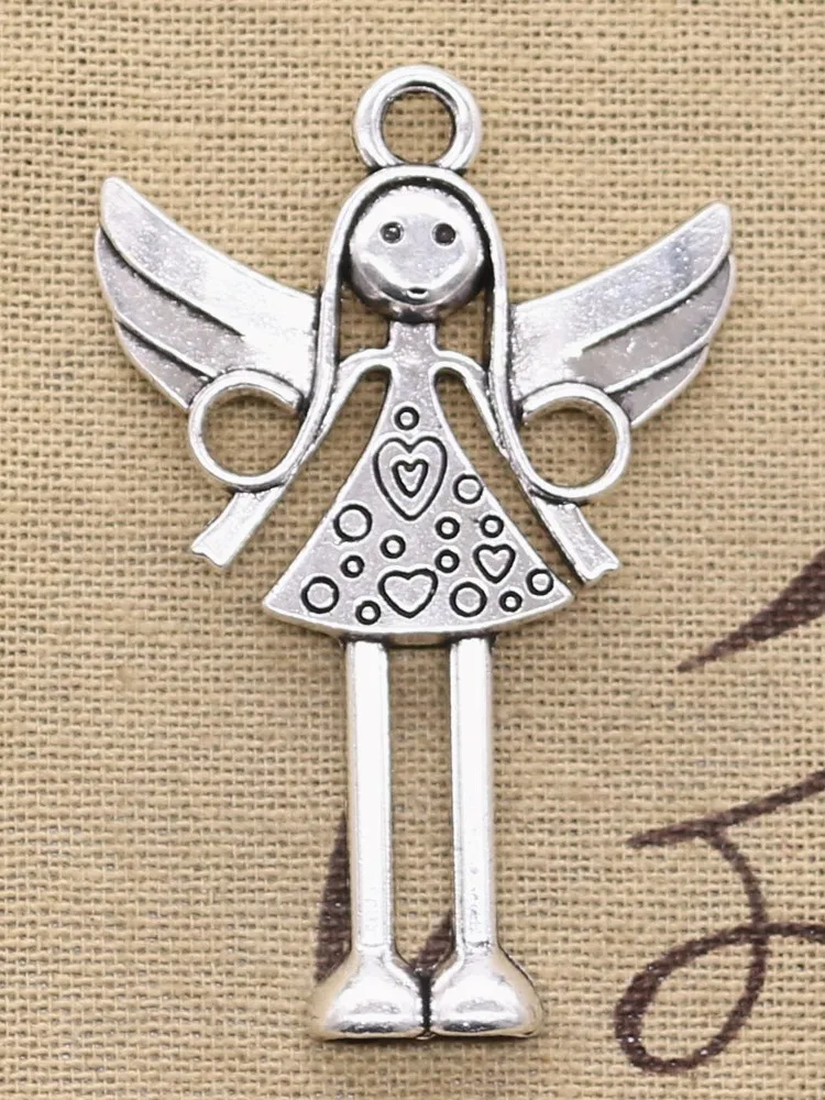 5 sztuk Charms anioł 58x38mm antyczny brąz srebrny kolorowy platerowany zawieszki dokonywanie DIY Handmade tybetański brąz kolor srebrny biżuteria — zdjęcie 2