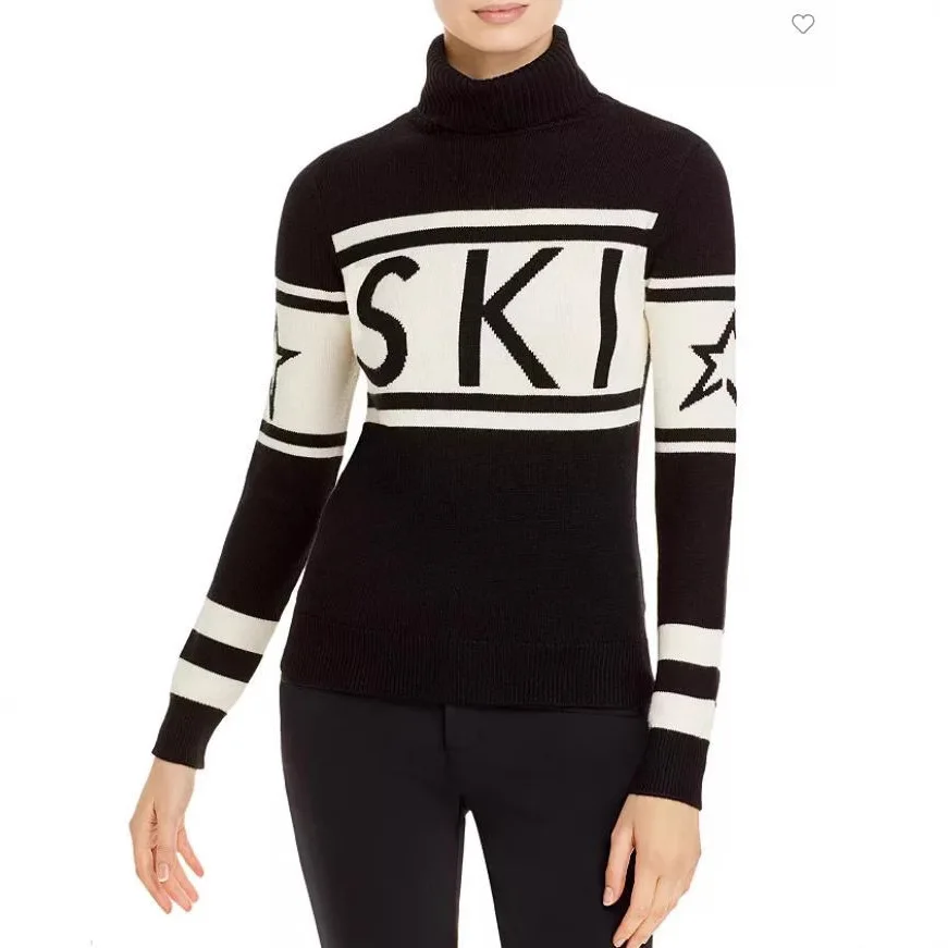 Harajuku SKI Autumn/Winter New Jacquard Knitted Y2K Alphabet Stripe Fashion High Collar Slimming Women's Sweater