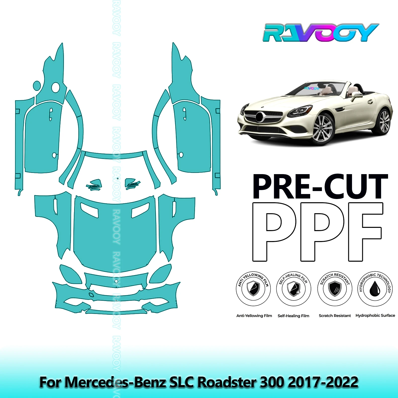 

Car Front Kit+Doors Clear Bra Precut PPF Paint Protection Film For Mercedes-Benz SLC Roadster 300 2017-2022