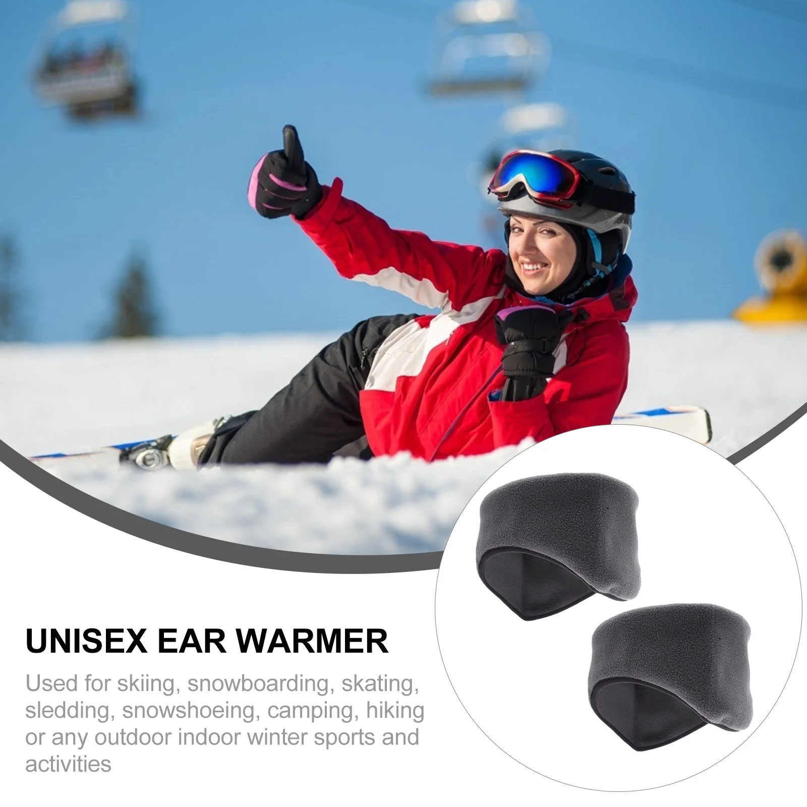 

2Pcs Warm Windproof Headband Polar Fleece Ear Warmer Sports Wrap Lightweight Full Cover Ear Muff Winter Hair Band Outdoor