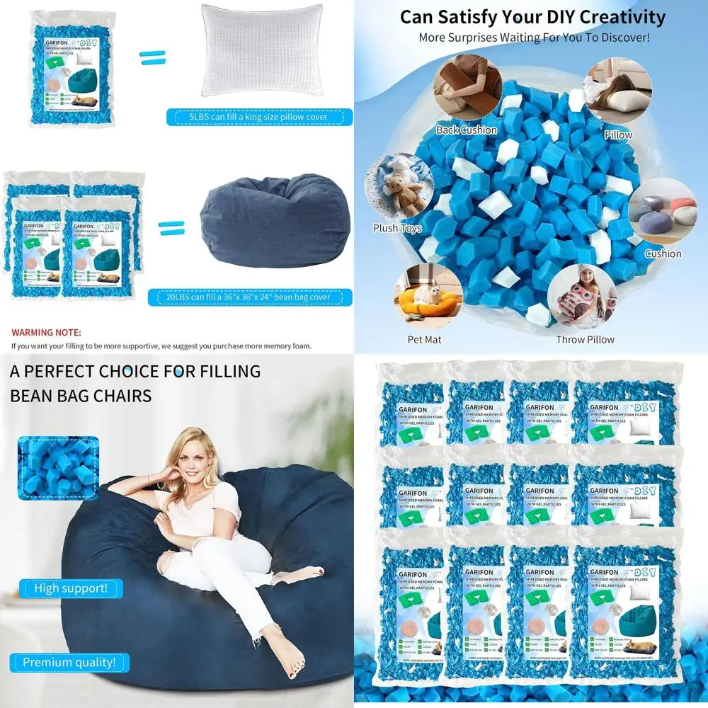 60lbs Bean Bag Filling, Pillow Filling, Memory Foam Shredding, Punching Bag Filling, Ottoman Filling, Gel Pads Addition