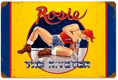 Retro Vintage Metal Plaque Sign WWII The Pin Up Girl Tin Sign for Home Bar Kitchen Pub Wall Decor Signs 12x8inch sign