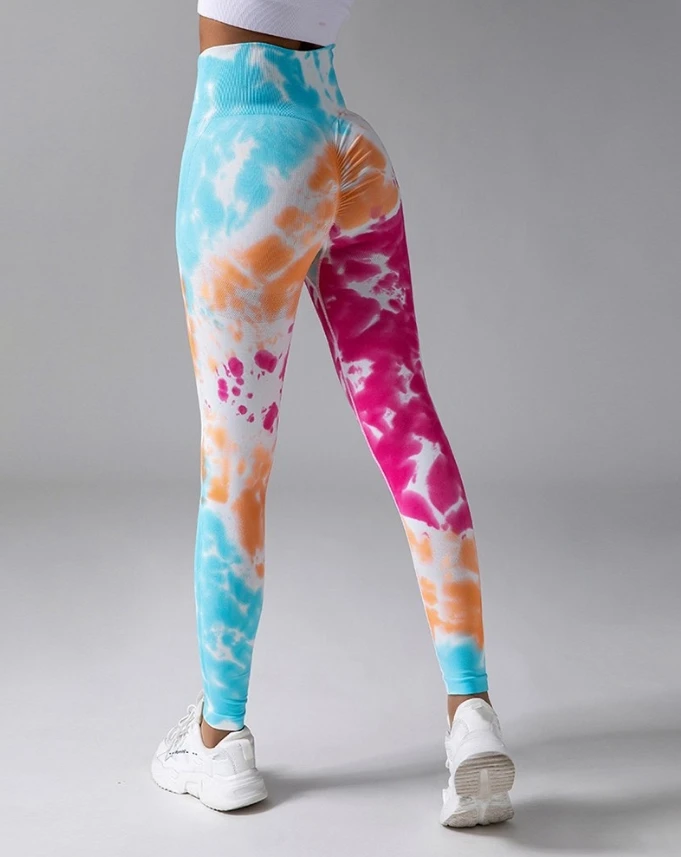 

Women's Pants 2024 Spring Fashion Seamless Butt Lift High Waist Tie Dye Skinny Daily Long Sporty Yoga Pants Workout Leggings