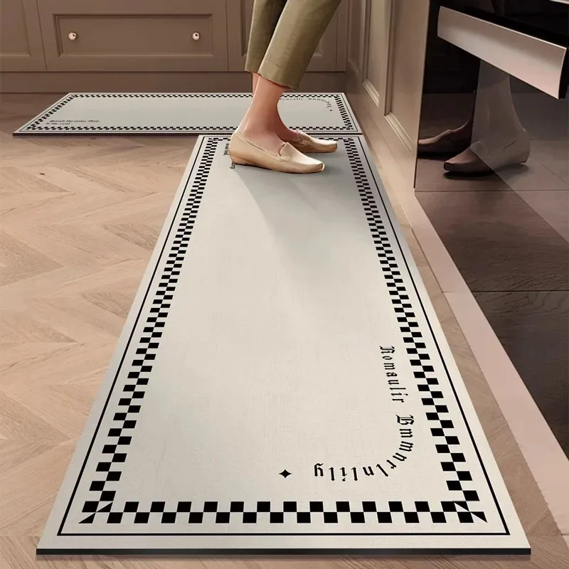 VIKAMA Modern Minimalist Kitchen Rug Non-Slip, Stain-Resistant Diatomaceous Earth Mat Absorbent Bathroom Door Mat Home Decor