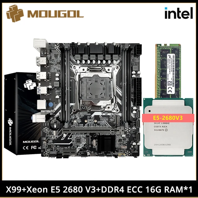 MOUGOL New X99 Gaming Motherboard with E5 2680 V3 CPU Set & DDR4 16Gx1 ECC  RAM 2133MHz NVME M.2 PCIE3.0*16 for Computer Combo - AliExpress