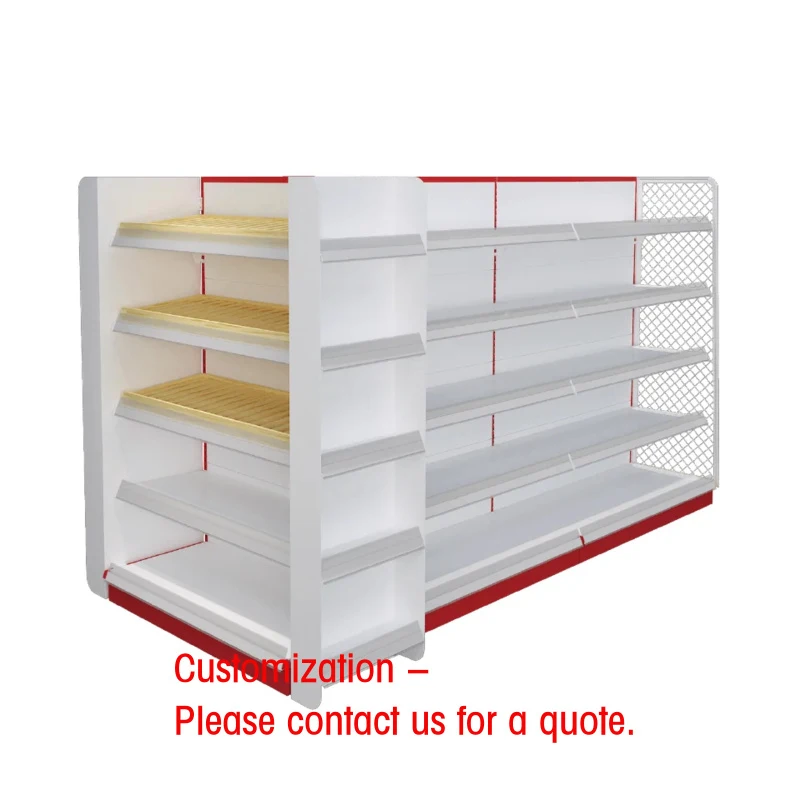 

custom.Factory Custom-made Double-Sided Metallic Cold-rolled Steel Supermarket Rack with 3 Shelves Quick Installation Shoppi