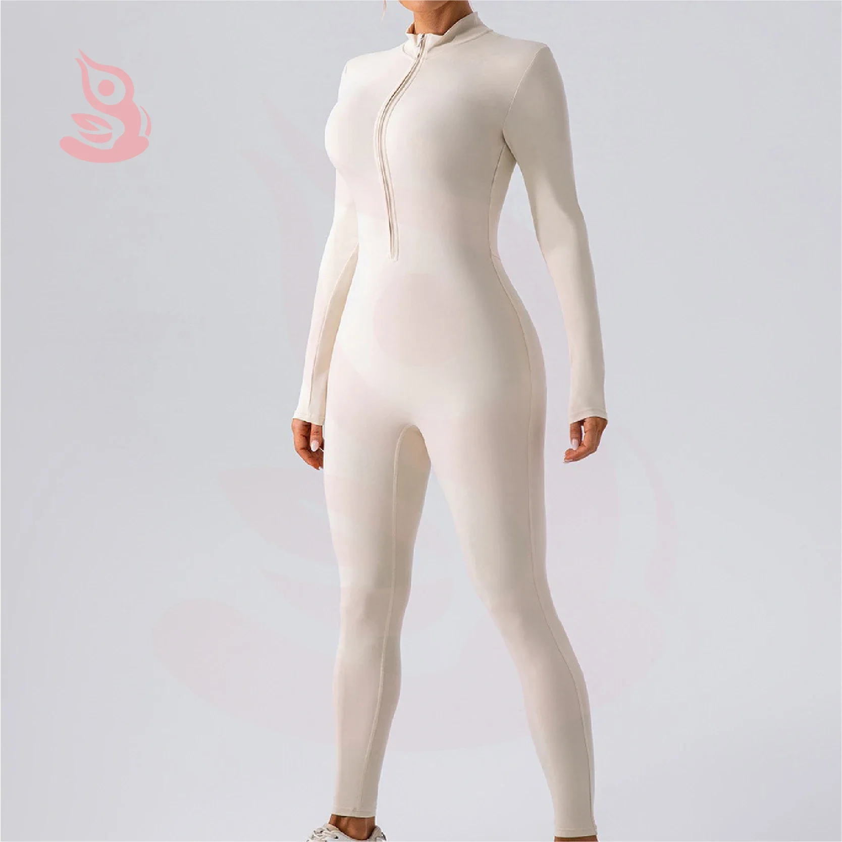 Zipper Long Sleeved Yoga Jumpsuit for Women's Sports Fitness Training Dance One-piece Jumpsuit for Winter Warmth  gym set