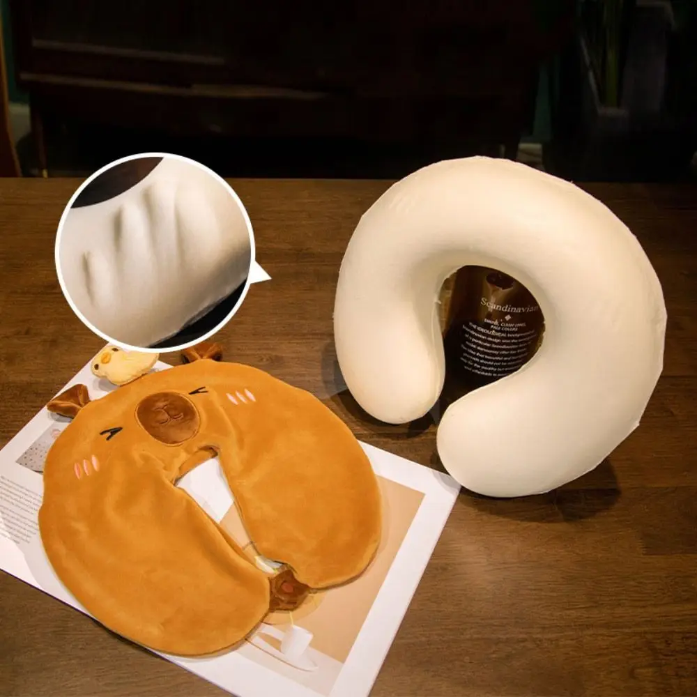 Cartoon Capybara Travel Neck Pillow U-Shape Neck Protection Head Rest Neck Pillow Nap Pillow Memory Cotton Soft Airplane Pillow - Image 5